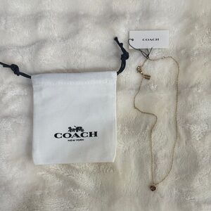 NWT COACH Gold Heart Reversible Charm Necklace